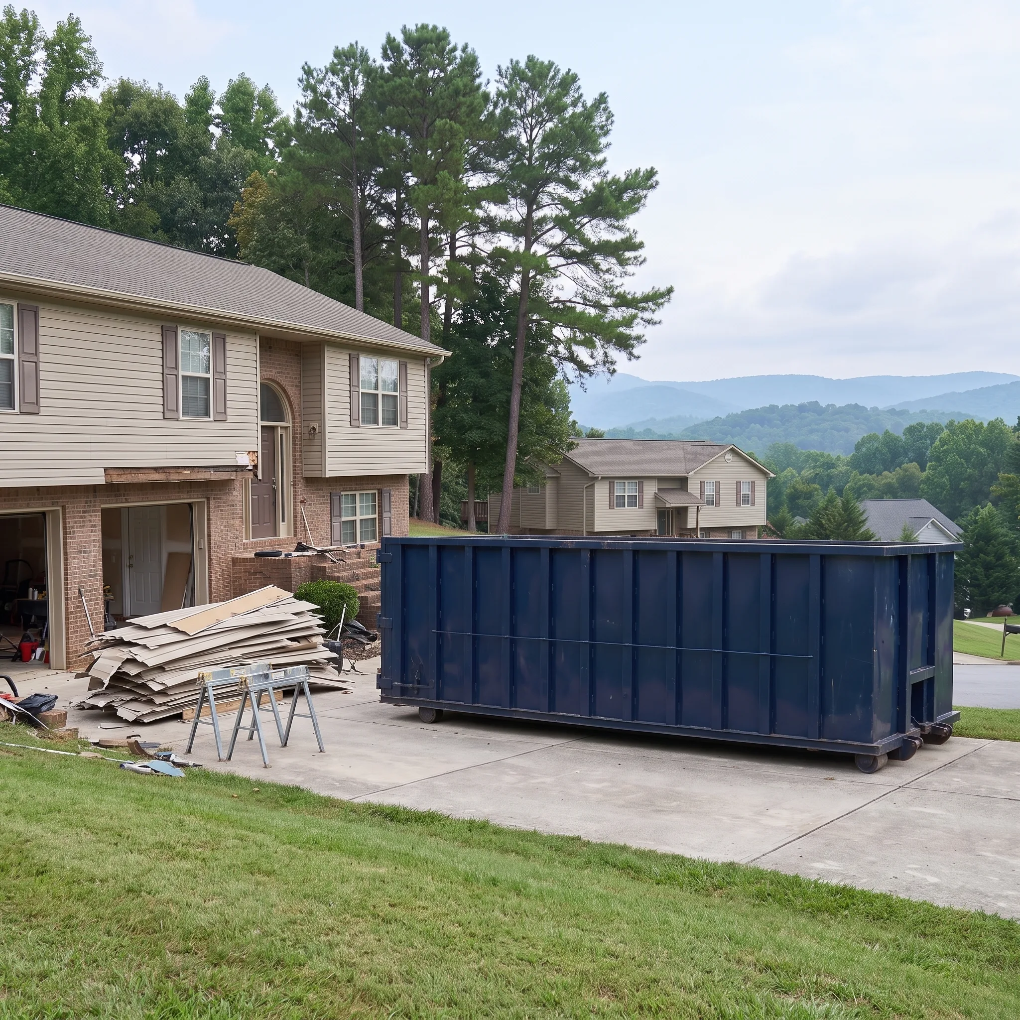 Dumpster on a Davidson County, NC job site
